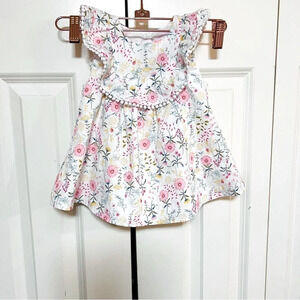 Tommy Bahama Summer White Lined Cotton Floral Infant Dress 18 mo.